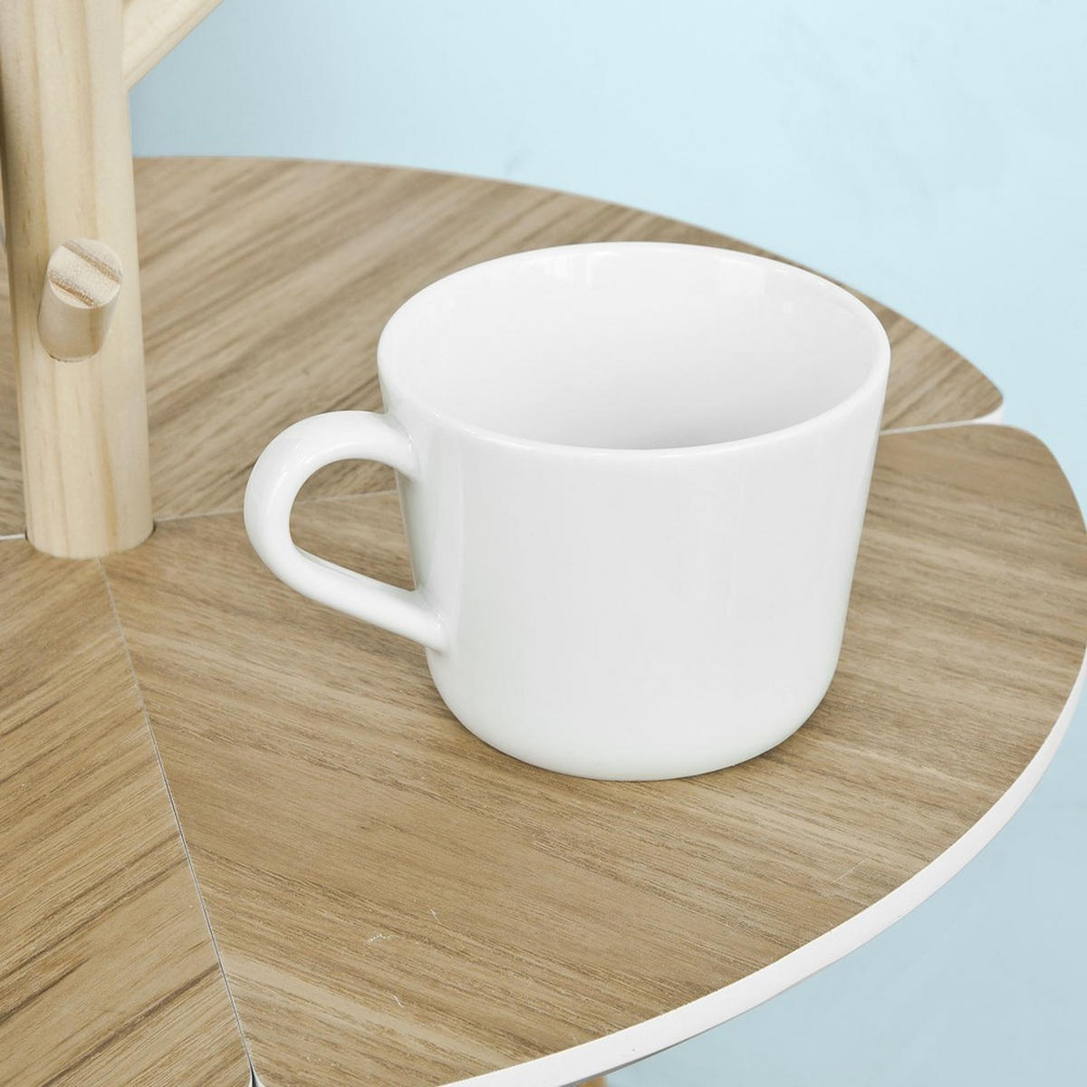 COUCHTISCH mit Tassenhalter FBT38-WN - Ahornfarben, Fell (40/40/66cm) - SoBuy