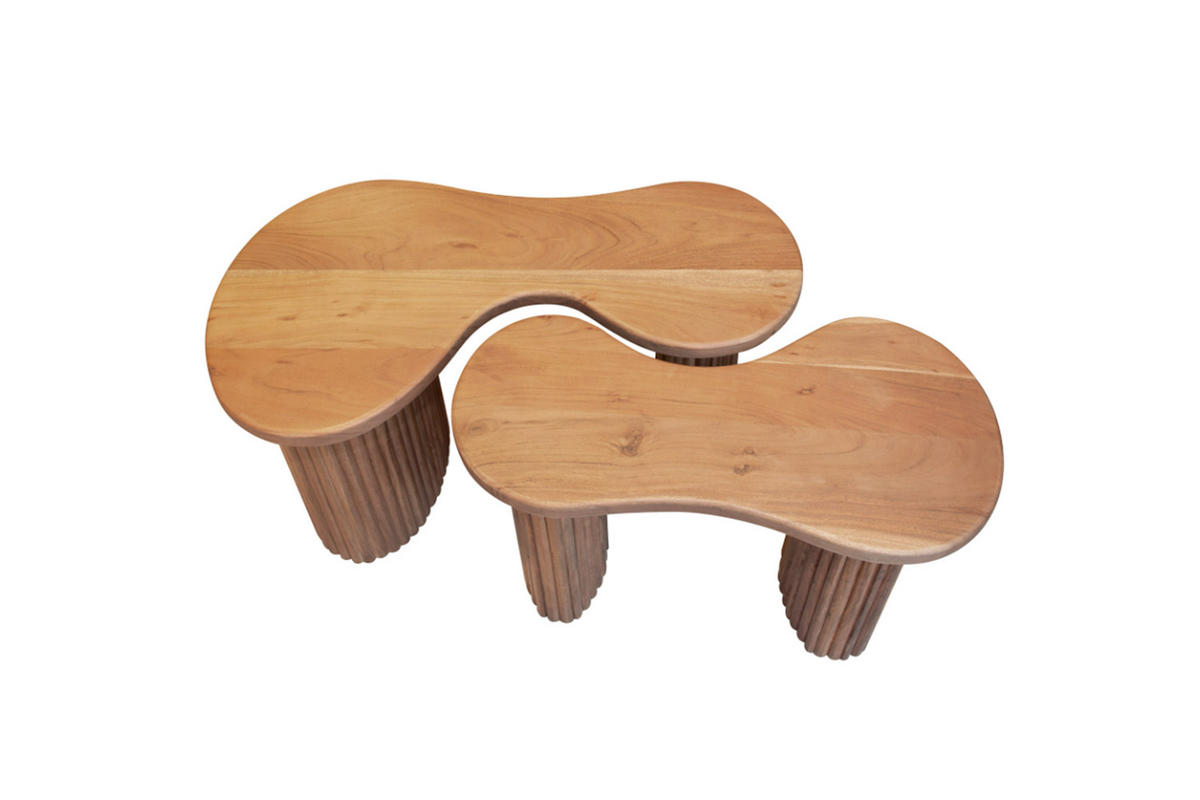 COUCHTISCH-SET MALIKA Braun Akazie - Braun, Akazienholz/Holz (80/45/42cm) - KAWOLA