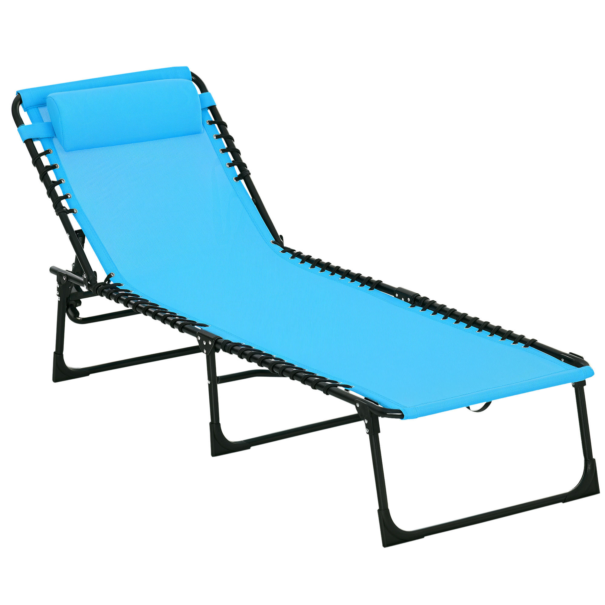 SONNENLIEGE, klappbar, atmungsaktiver Bezug, Metallrahmen, 189 x 58 x 30 cm, Blau - Blau, Metall (189/30/58cm)