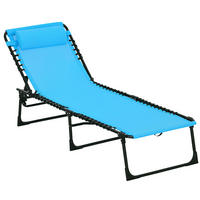 SONNENLIEGE, klappbar, atmungsaktiver Bezug, Metallrahmen, 189 x 58 x 30 cm, Blau - Blau, Metall (189/30/58cm)