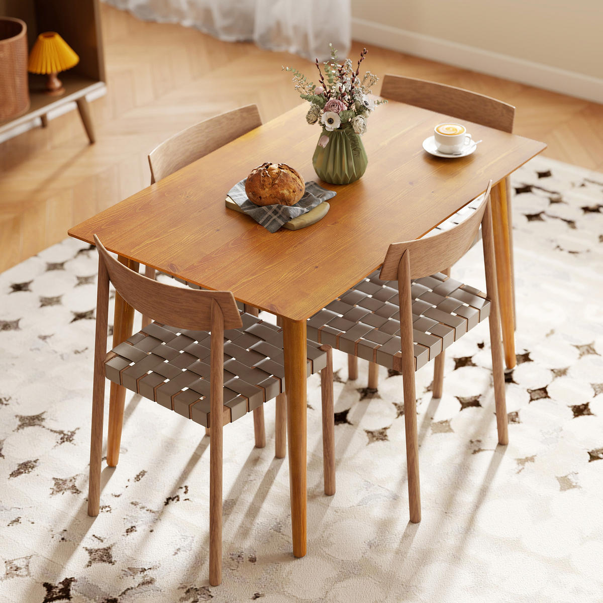 ESSTISCH DE-16482 Retro-Design mit konischen Beinen Naturholz - Braun, Holz (120/75/76cm) - ComfortXL