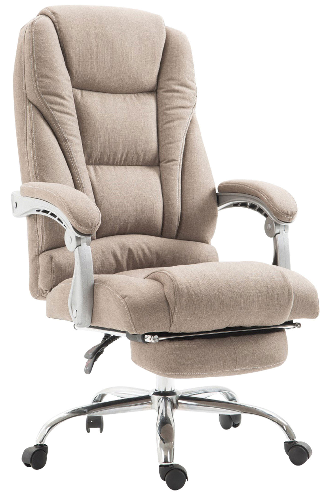 CHEFSESSEL Stoff taupe - Taupe/Chromfarben, Textil/Metall (68/118/64cm) - CLP
