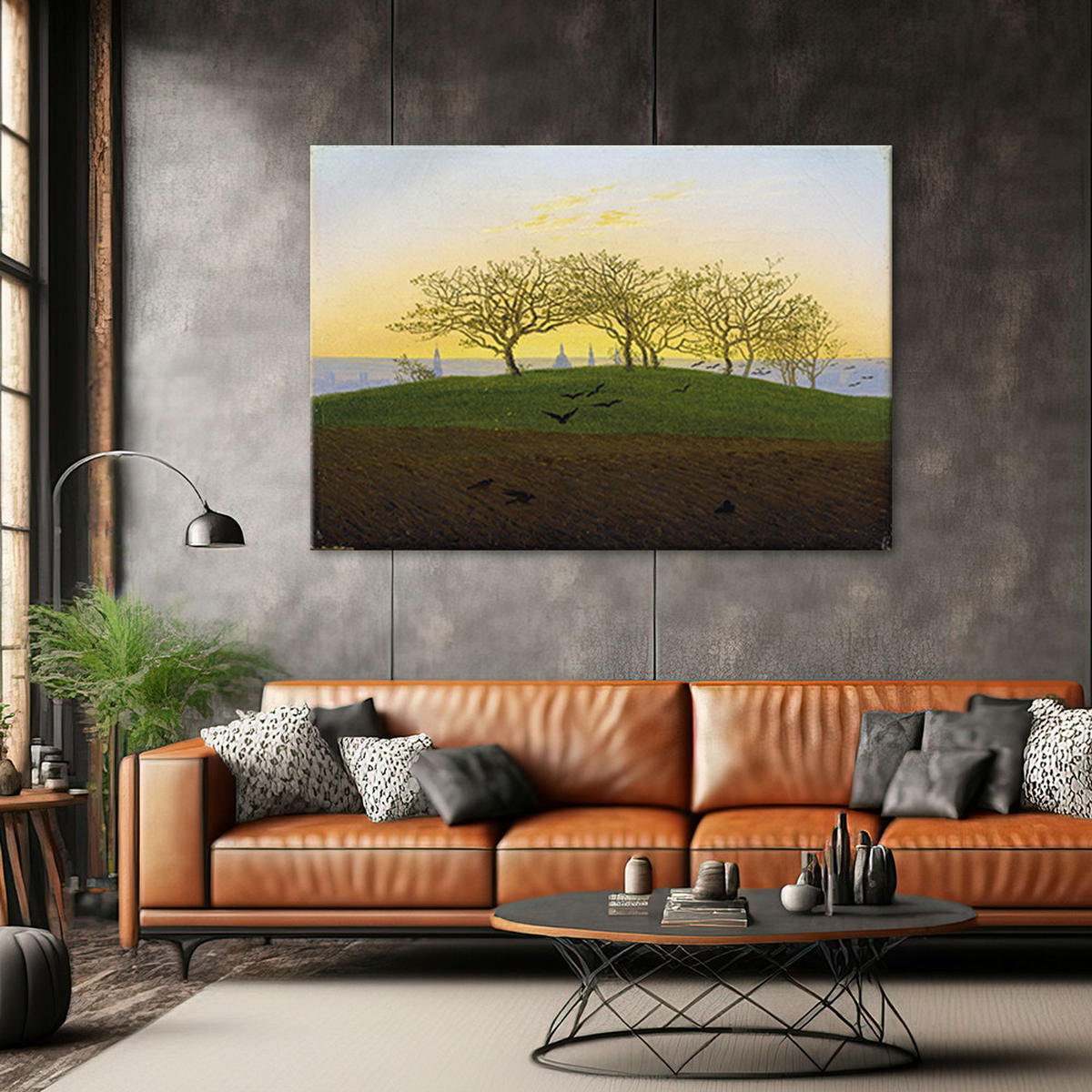 WANDBILD hügel und feld bei dresden caspar david friedrich - Multicolor, Textil (60/40cm) - Feeby