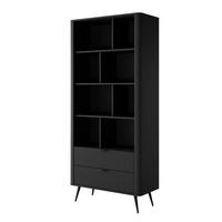 REGAL Vespasia 2S Schwarz 88,2/193,8/38 cm – Geriffelten Fronten - Schwarz, Holzwerkstoff/Metall (88.2/193.8/38cm) - AX Living