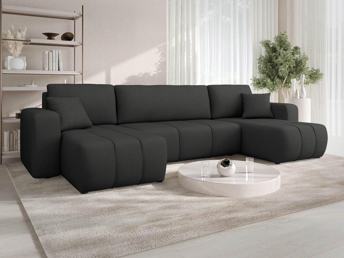 CANAPEA ÎN FORMĂ DE U Furyn U - negru, material plastic/material textil (312/82/145cm) - MIRJAN24
