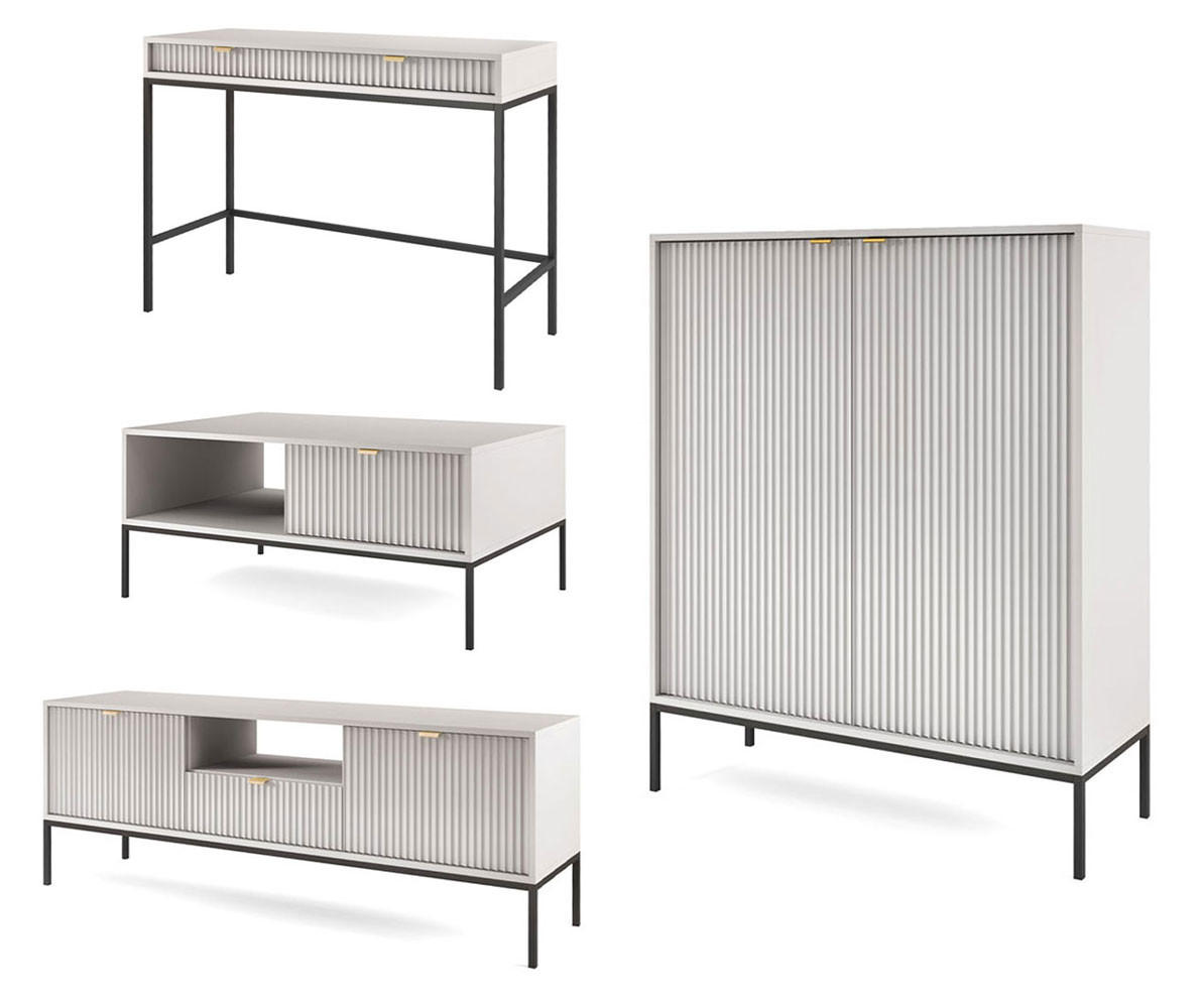 Feldmann-Wohnen Wohnzimmer-Set Grau 258x125x68 cm
