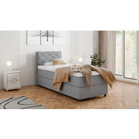 BOXBETT Diamaro 90x200 cm mit Bettkasten und Topper - Hellgrau - Hellgrau, Holz (90/200cm) - Homesy