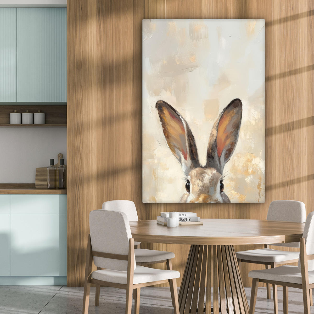 LEINWANDBILD Hase - Ohren - Braun Deko XXL 80x120 cm - Beige, Textil (80/120cm) - MuchoWow