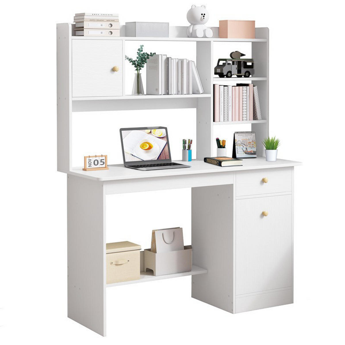 SCHREIBTISCH, weiß 120x45x146cm - Weiß, Holzwerkstoff (45/120/146cm)