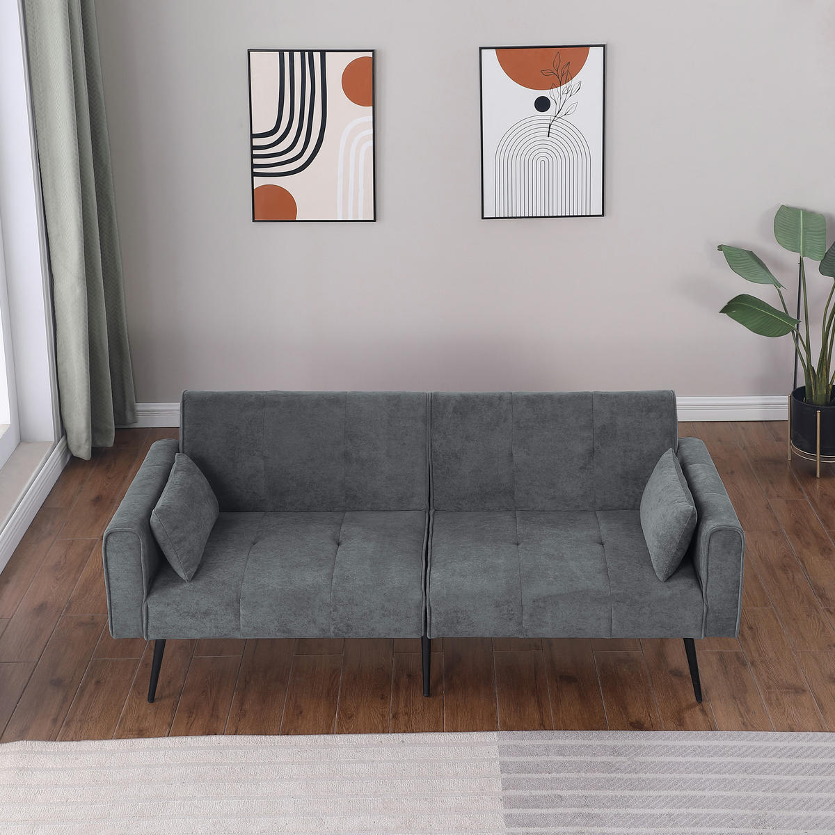 SCHLAFSOFA 175/71/71 cm Grau Cord - Grau, Textil (175/71/71cm) - Oxeza