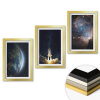 WANDBILDER 3er Set - 20x30 cm Goldrahmen - Weltraum Erde Rakete Galaxie - Goldfarben, Kunststoff (20/30cm) - ArtPrintCave