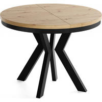 ESSTISCH Savio Neo rund ausziehbar verlängerbar XXL, Eiche Artisan Hellbraun 100-200/100/77 cm - Schwarz/Braun, Holz/Holzwerkstoff (100/200/77cm) - WFL GROUP