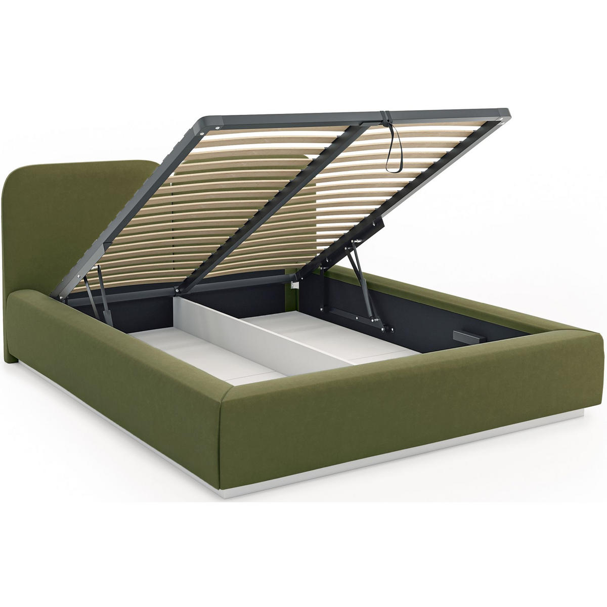 POLSTERBETT Comoves 160x200 Olivgrün mit Veloursbezug und Bettkasten - Olivgrün, Textil (160/200cm) - Selsey