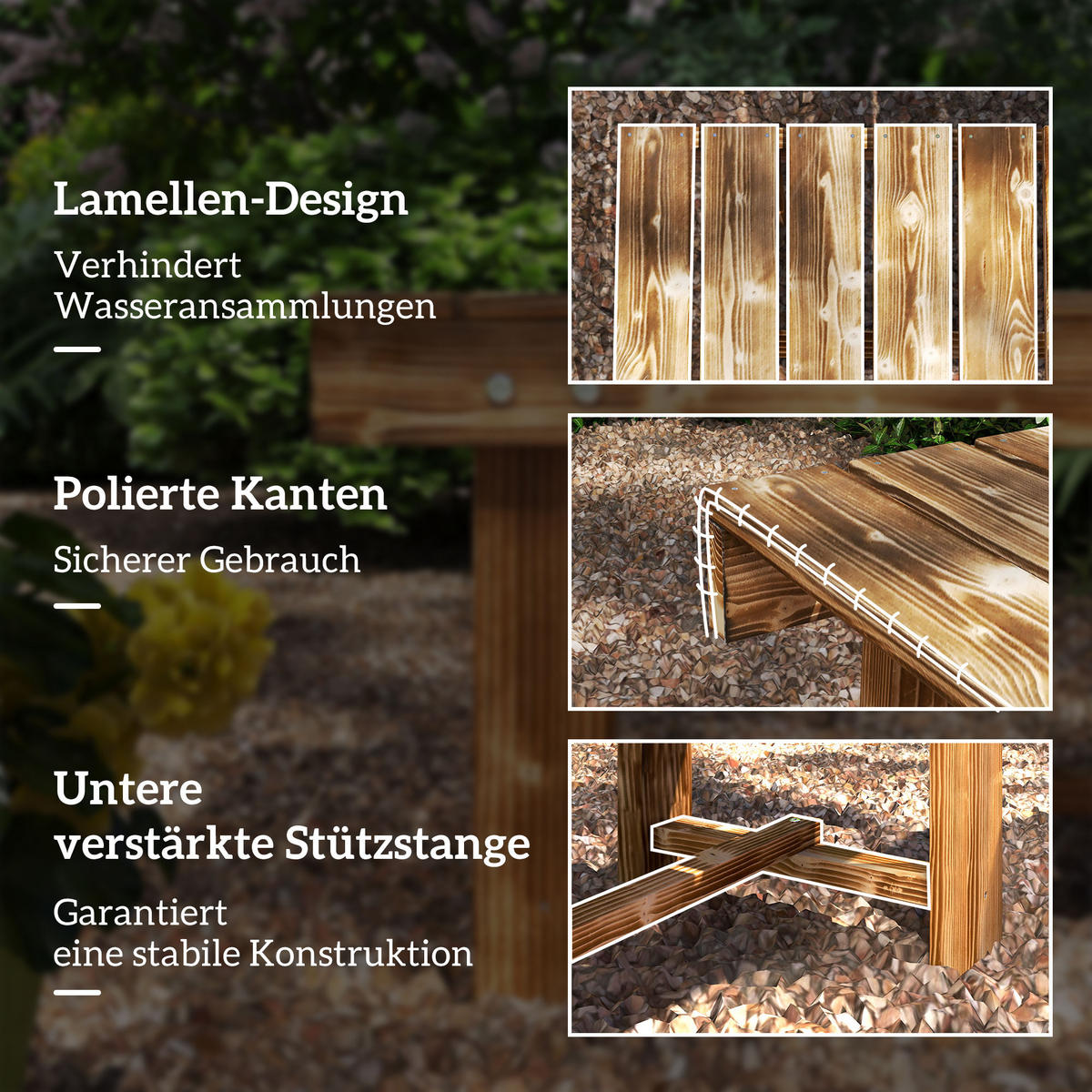GARTENBANK,2-SITZER rustikal,dunkelbraun - Beige, Holz (110/35/38cm) - Vallsero