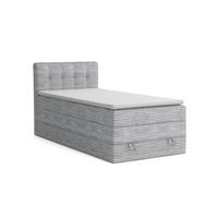 BOXSPRINGBETT JUNG 2 100/200 Cord Hellgrau mit Matratzen H3 + H4 - Hellgrau, Holz/Holzwerkstoff (100/200cm) - Deine Möbel 24