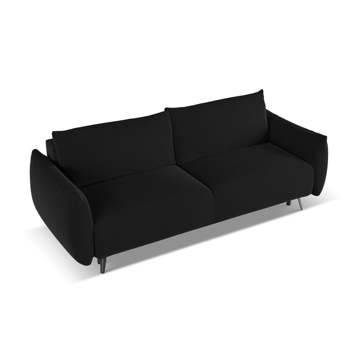 3-SITZER SOFA mit Schlaffunktion Samt Stoff Schwarz - Schwarz, Textil/Metall (230/86/105cm) - LaMiaSofa