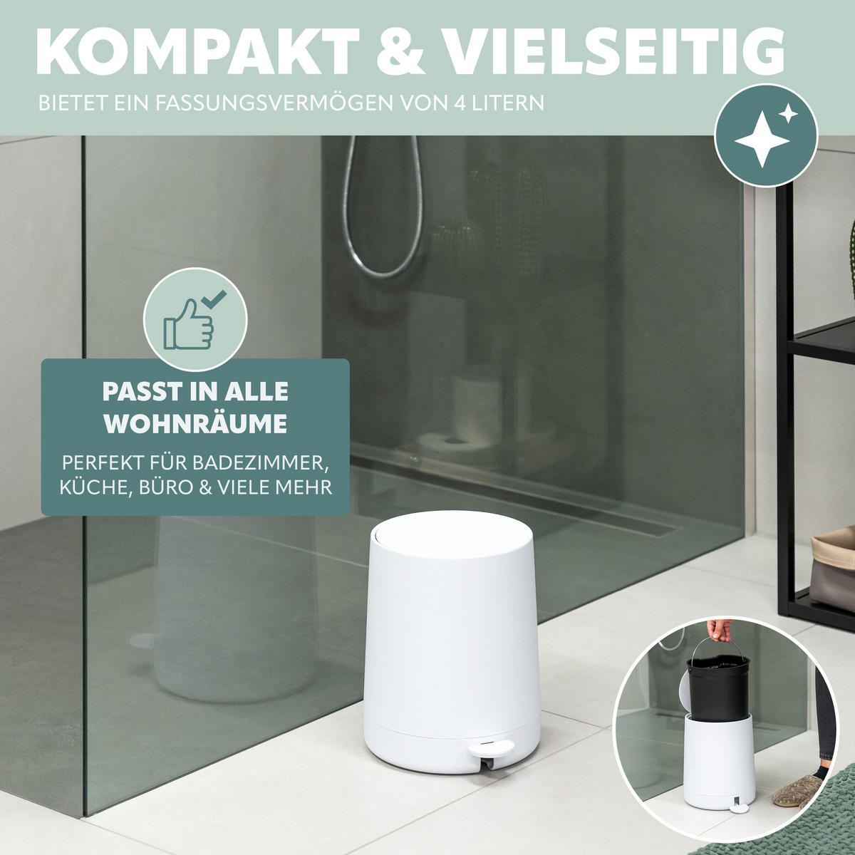 BAD-ACCESSOIRES-SET TESERO, Soft-Touch, weiß - Weiß, Kunststoff (22.5/25.5/25cm) - eluno