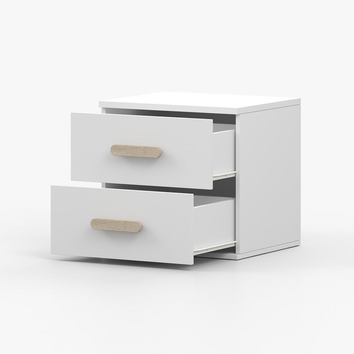NACHTTISCH JONAS I 22, 55/51/44, 2 Schubladen, weiß - Weiß, Holzwerkstoff (55/44/51cm) - imoebel24