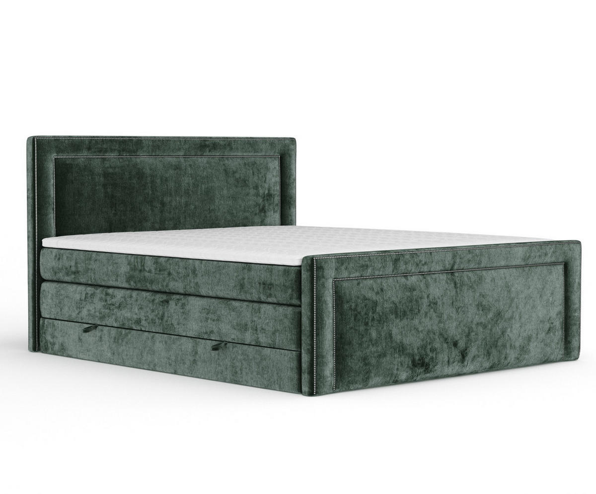 BOXSPRINGBETT Luxora Grün 160/200 cm - Schwarz/Grün, Holz/Holzwerkstoff (160/200cm) - Maison de Reve
