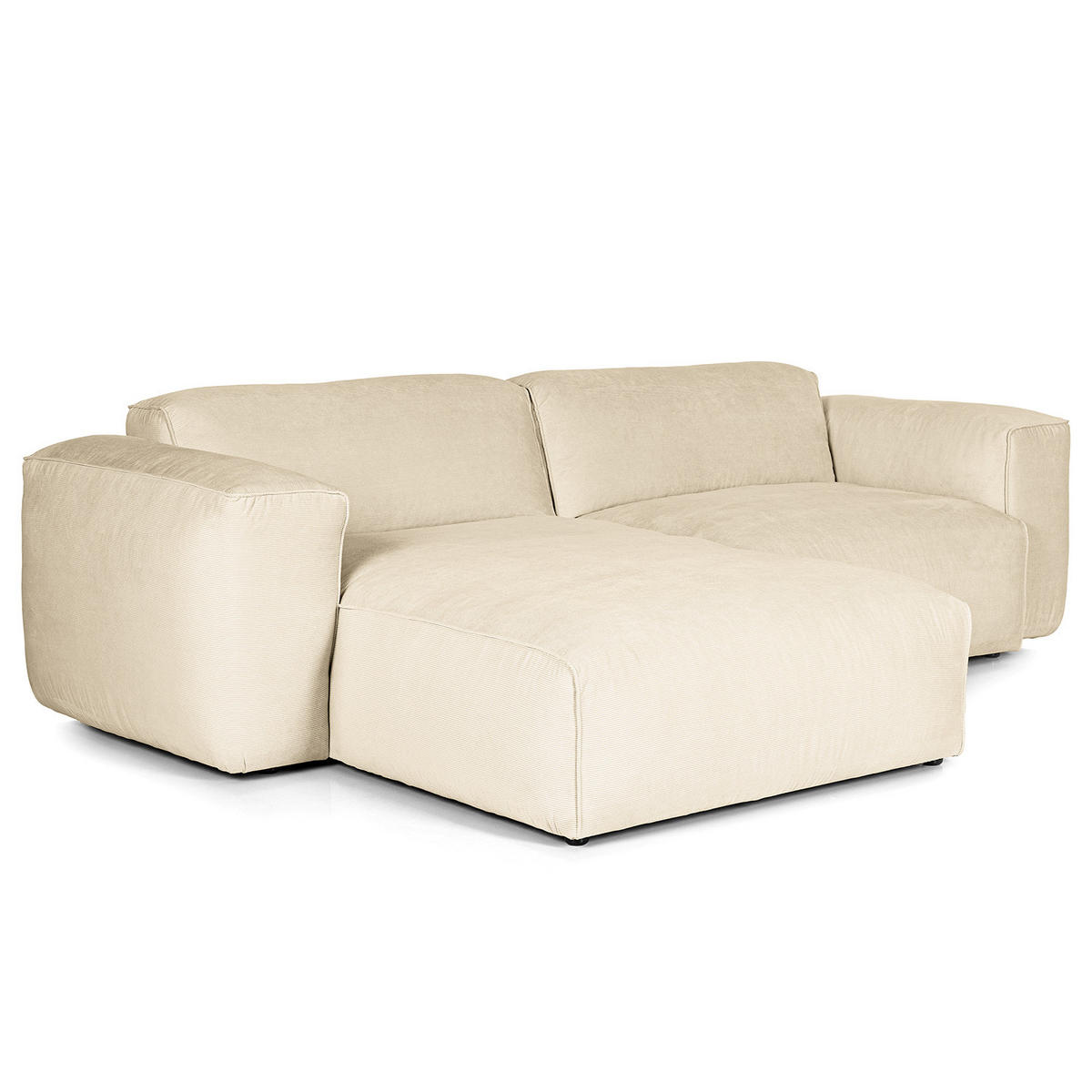 1,5-SITZER ECKSOFA mit Longchair - Beige/Schwarz, Kunststoff/Textil (260/173cm) - home24