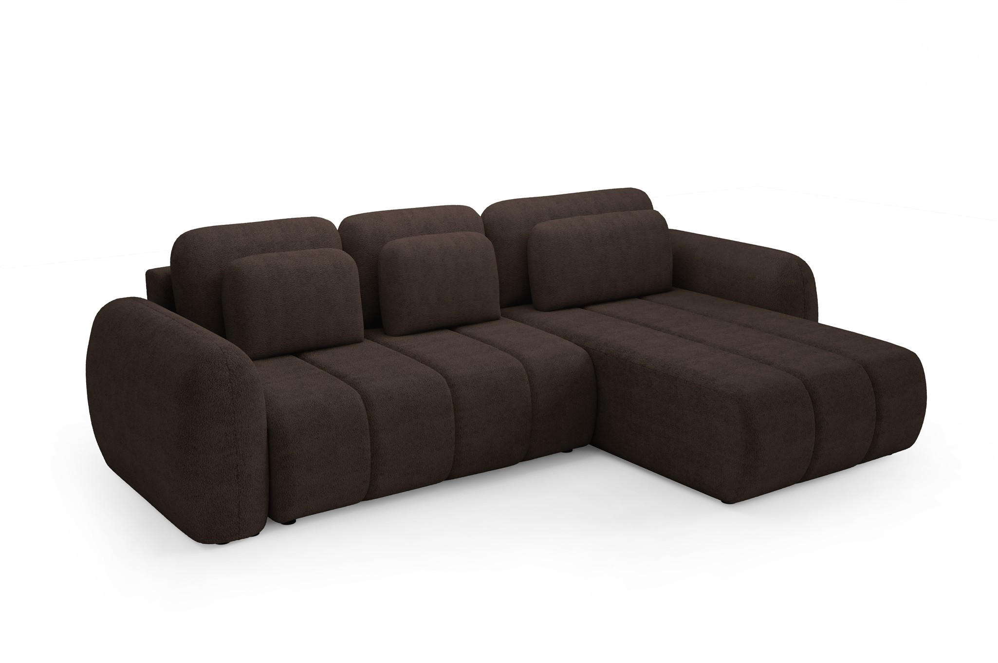ECKSOFA Caria Mit Schlaffunktion - Braun, Holzwerkstoff/Textil (304/190cm) - Fun Möbel