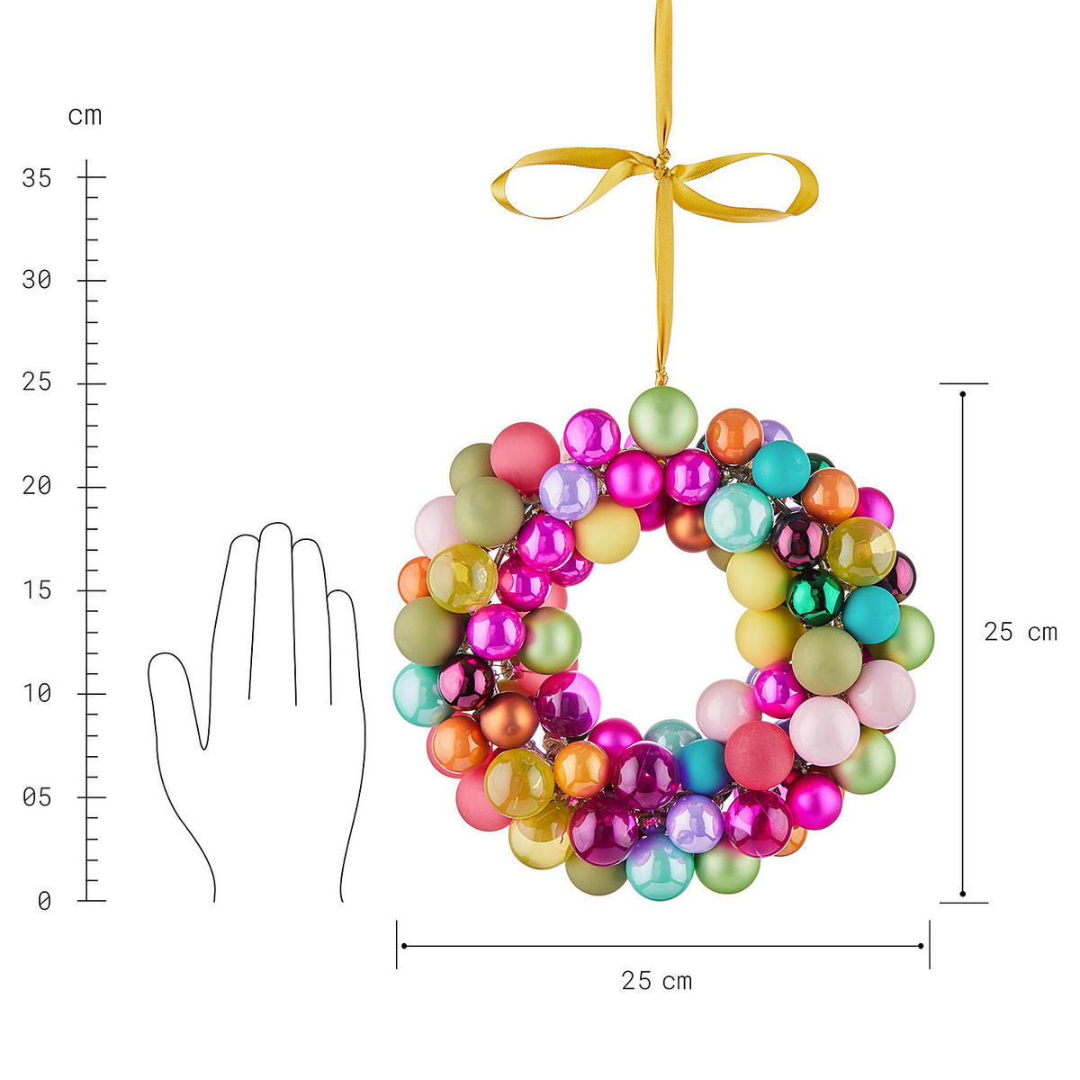 DEKO-KRANZ X-Mas Kugeln - Multicolor, Glas/Metall (25/8/25cm) - Butlers