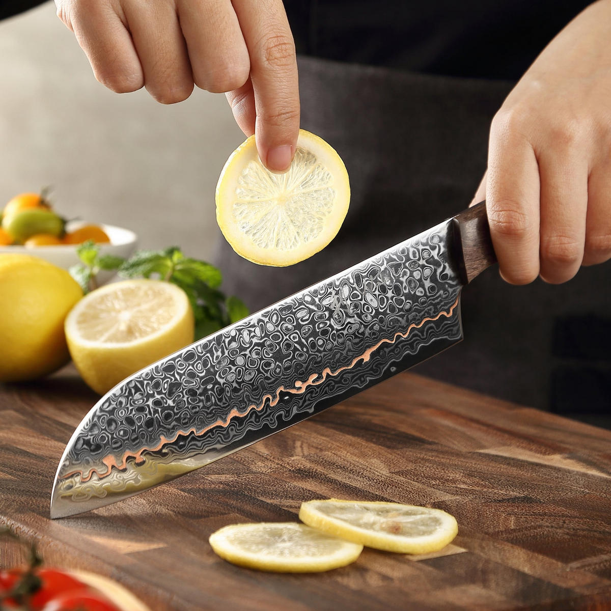 SANTOKUMESSER 18 cm - Kupferfarben, Holz/Metall (1cm) - Wakoli