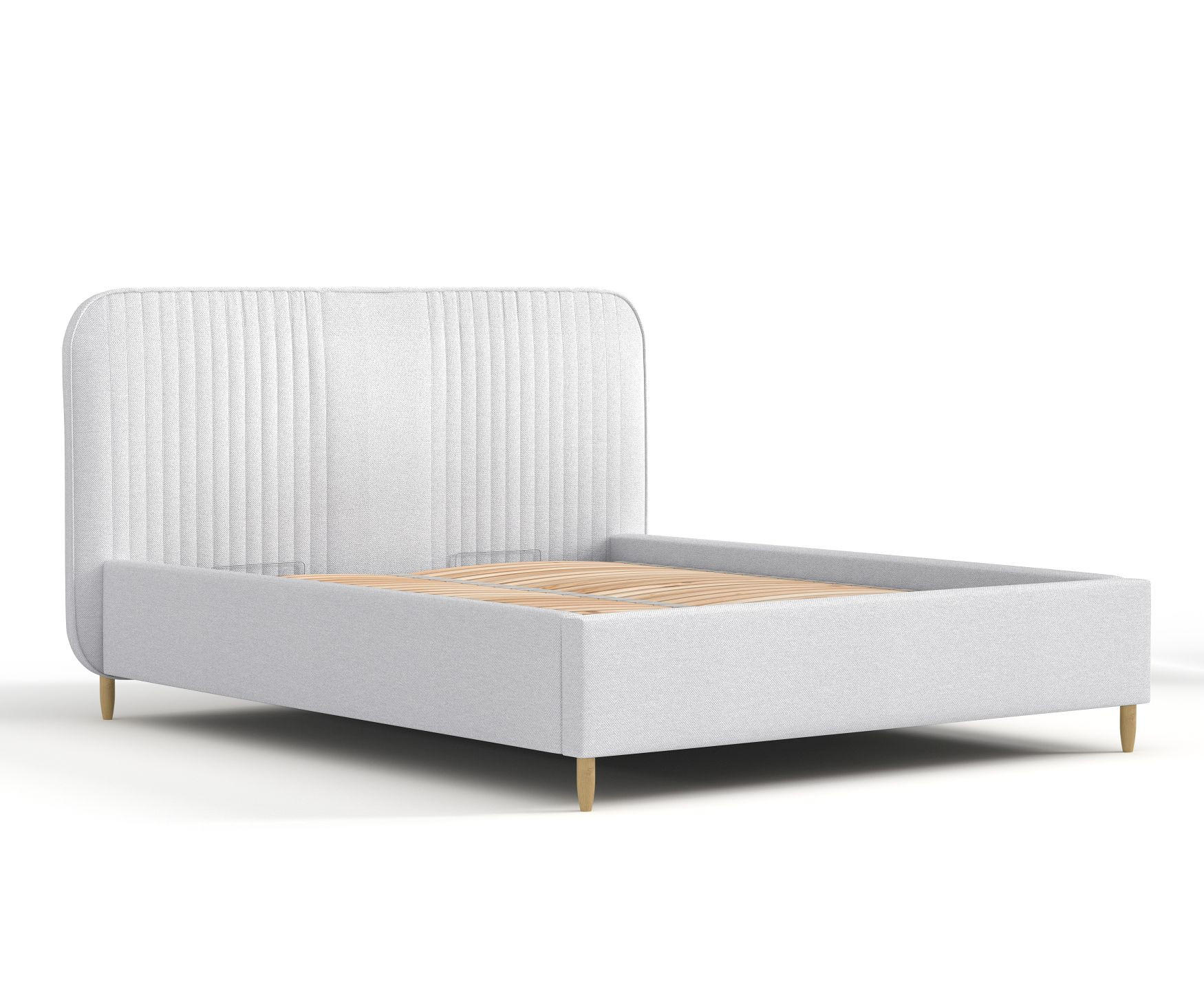 POLSTERBETT Livy Hellgrau 160/200 cm im Webstoff - Hellgrau/Naturfarben, Holz/Holzwerkstoff (160/200cm) - Maison de Reve