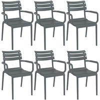 GARTENSTUHL Lars 6er Set 58x59x85cm Kunststoff Dunkelgrau Stapelstuhl - Dunkelgrau, Kunststoff (58/85/59cm) - DELUKE