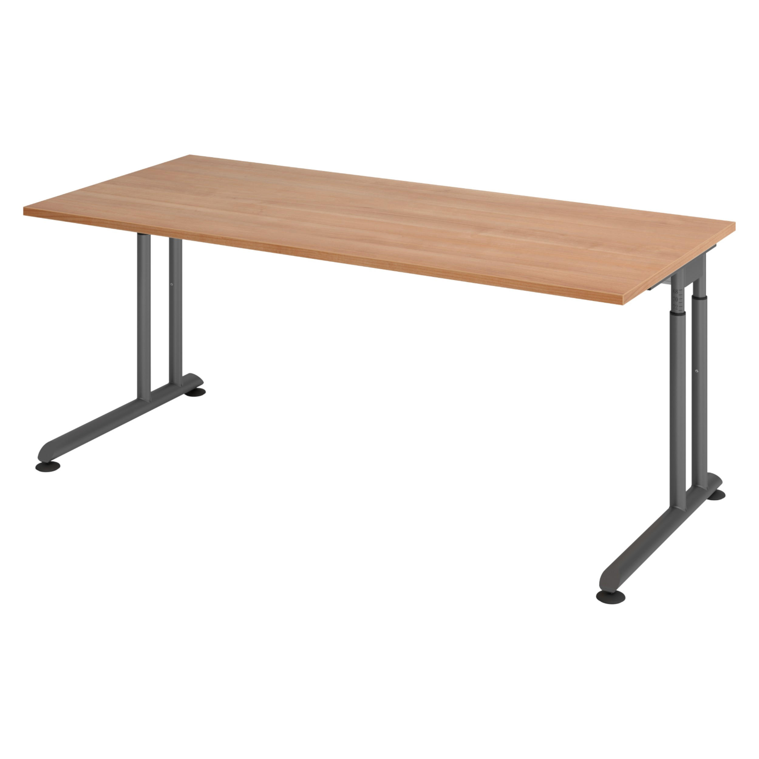 SCHREIBTISCH Serie-Z 80/180/74 cm in Nussbaumfarben/Graphitfarben - Nussbaumfarben/Graphitfarben, Holzwerkstoff (80/180/74cm) - bümö