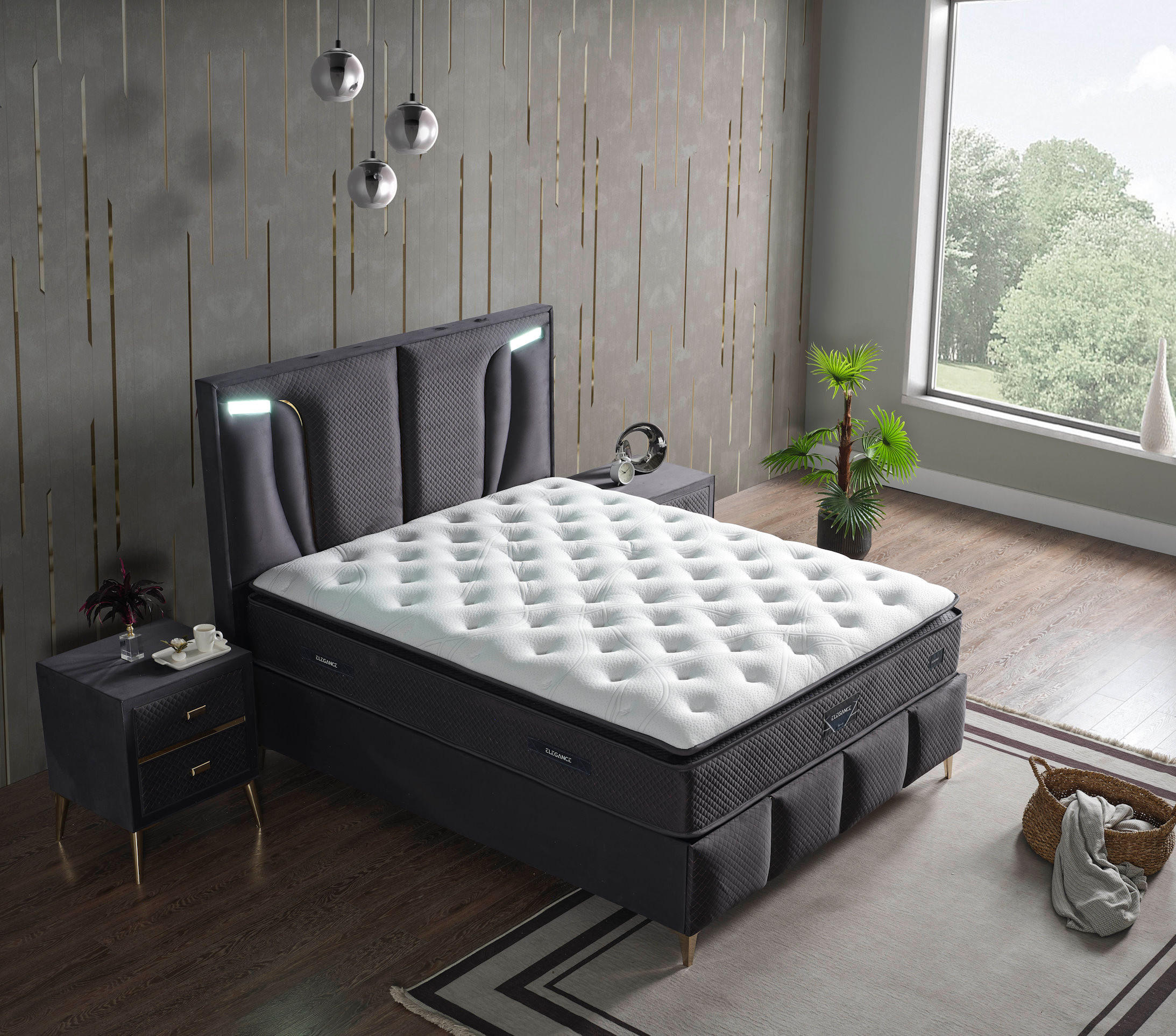 POLSTERBETT-SET Elegance 140x200 Anthrazit - Bett inkl. Matratze - Anthrazit, Metall (140/200cm) - Villa Möbel