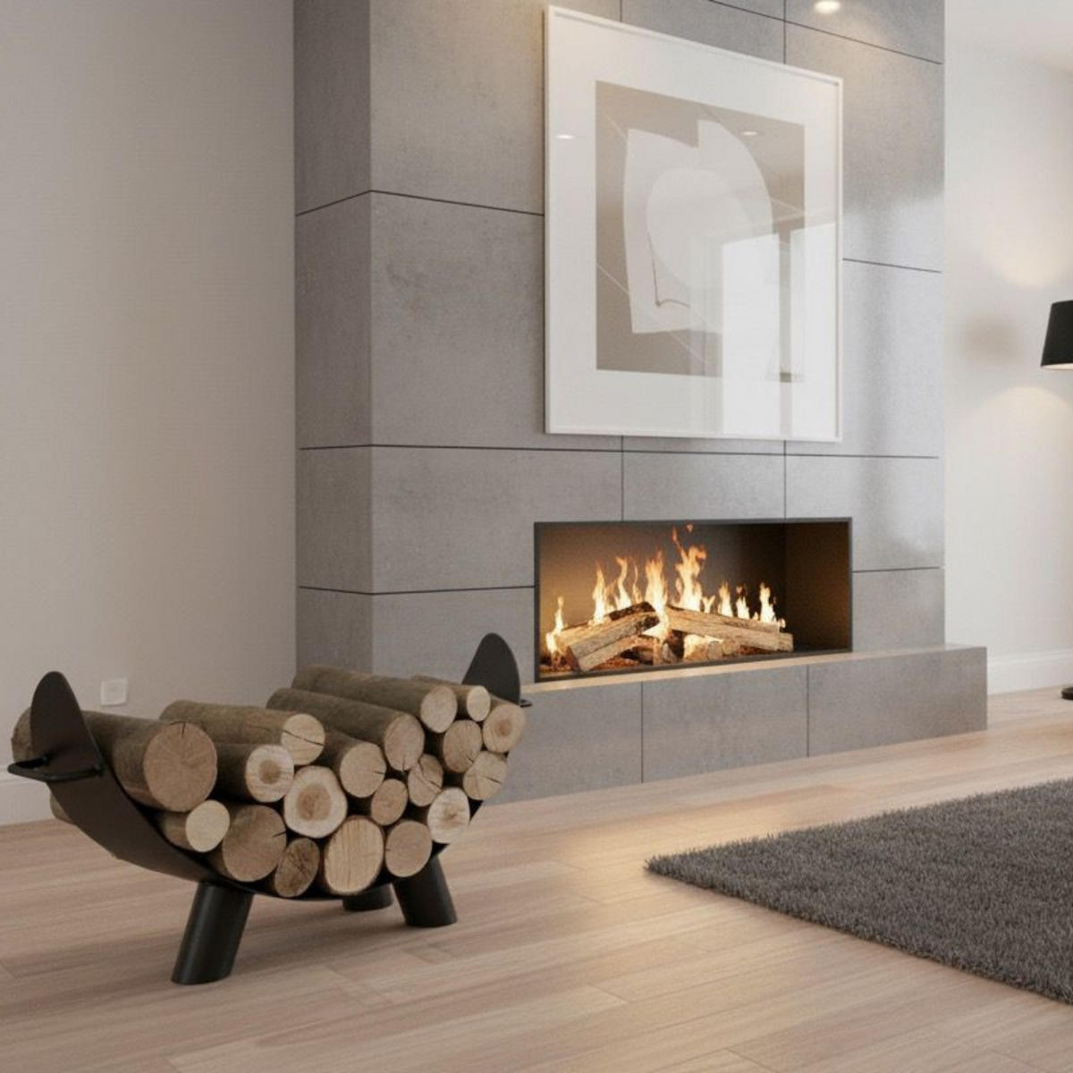 KAMINHOLZREGAL Colorado Stahl schwarz 70 cm - Schwarz, Metall (70/25/44cm) - Mr. Deko