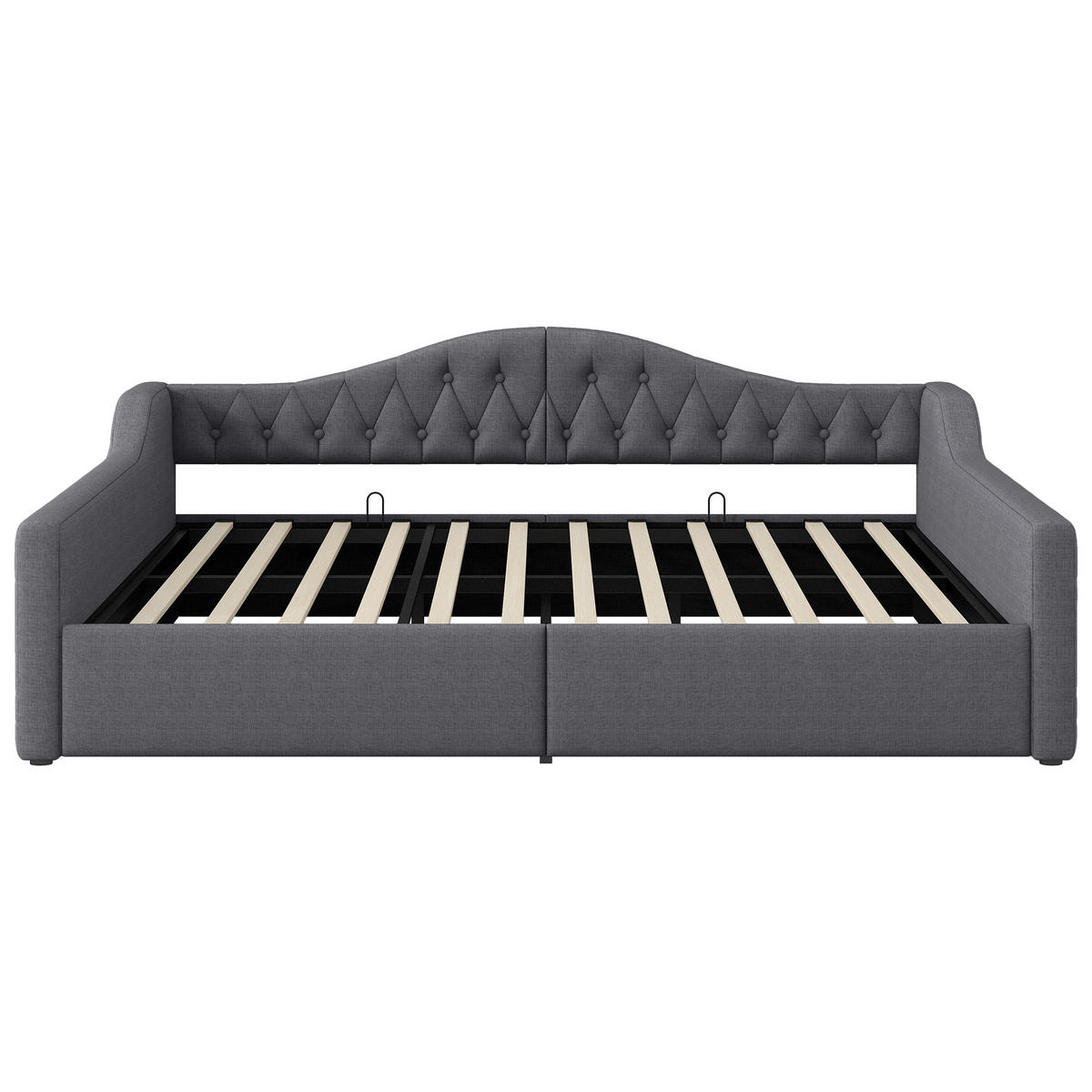 POLSTERBETT 140/200 cm Grau mit LED-Beleuchtung und Stauraum aus Leinen - Grau, Holzwerkstoff (140/200cm) - OKWISH