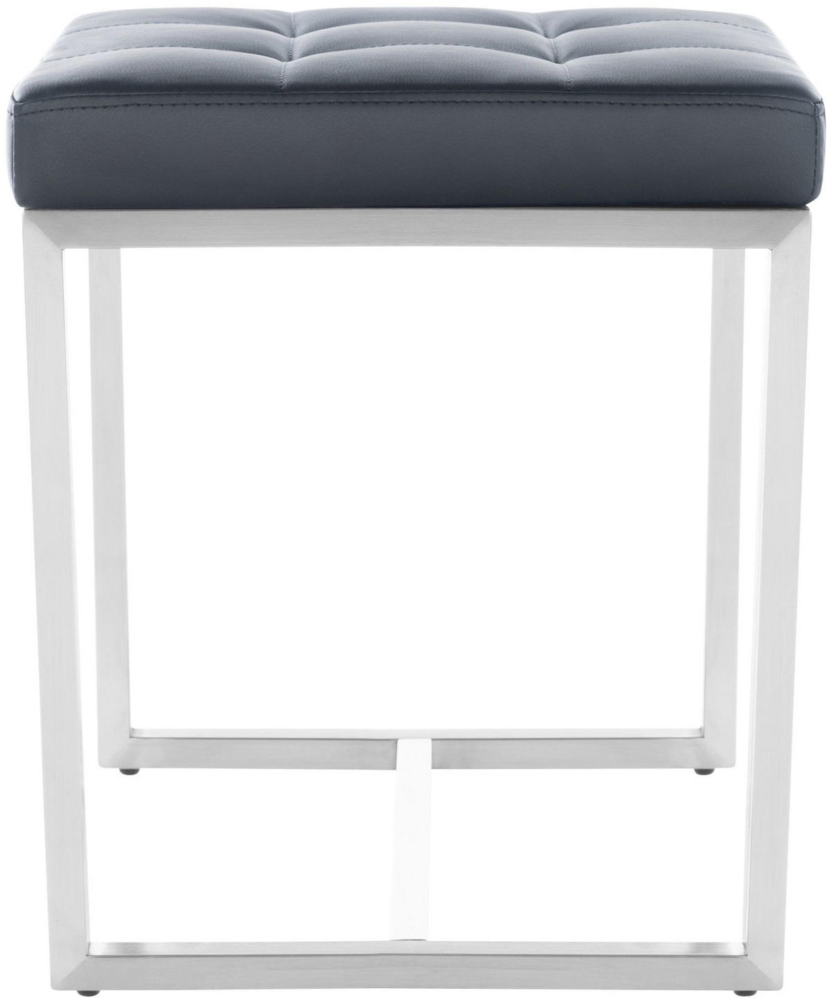 HOCKER Lederlook schwarz - Edelstahlfarben/Schwarz, Textil/Metall (40/48/40cm) - CLP