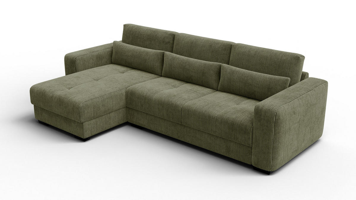 ECKSOFA OLI 4-Sitzer links, olivgrün - Olivgrün, Holz/Textil (295/172cm) - Courtois Laville