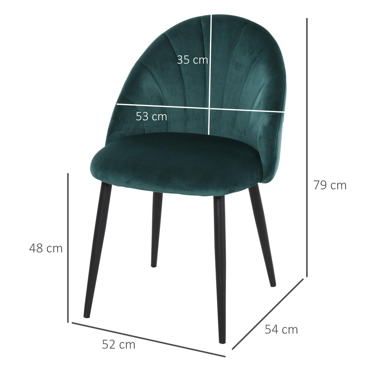ESSZIMMERSTÜHLE, Samt, Metall, Grün - Grün, Textil (52/79/54cm) - HOMCOM
