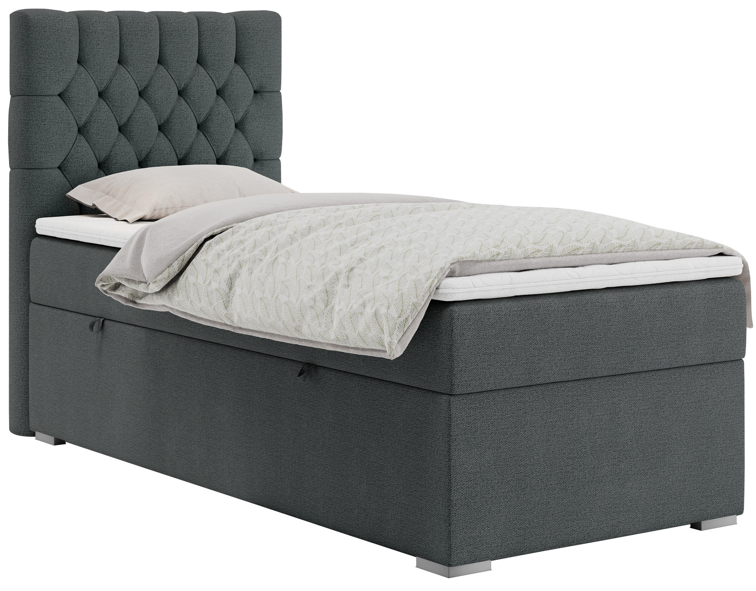 BOXBETT PERA 90/200 Dunkelgrau Struktur - H3 - Links Seite - Dunkelgrau, Holz/Textil (90/200cm) - MKS