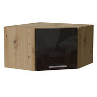 ECKHÄNGESCHRANK Essen W10/60/36 Schwarz Hochglanz / Eiche Artisan Matt 60 / 60 / 36cm - Schwarz Hochglanz/Schwarz, Holz/Holzwerkstoff (60/36/60cm) - Feldmann-Wohnen