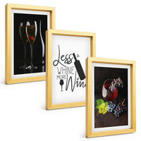 BILDER SET 3er Set - 20x30 cm Goldrahmen - Weingläser mit Trauben und Inschrift - Goldfarben, Kunststoff (20/30cm) - TULUP