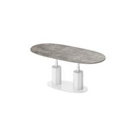 COUCHTISCH Cappuccino Weiß Hochglanz oval ausziehbar höhenverstellbar - Hellgrau/Weiß, Holzwerkstoff (80/130/54cm) - designimpex