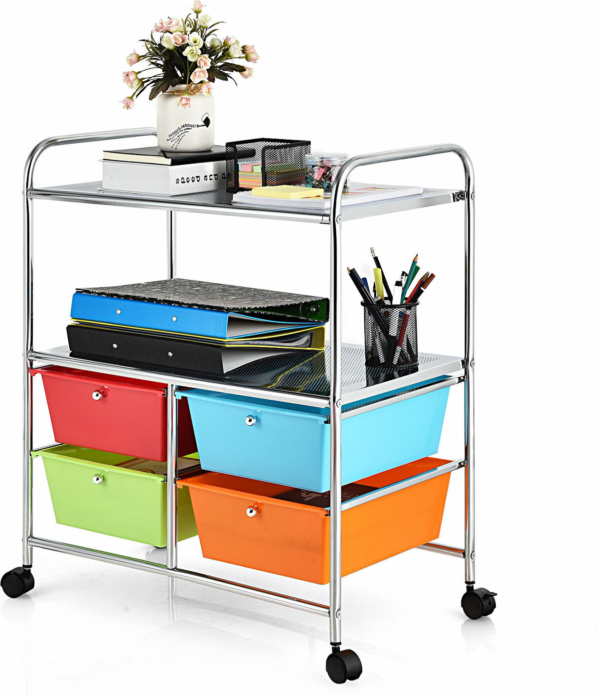 STORAGE TROLLEY Multicoloured - Multicolor, Kunststoff (74.5/23/43cm) - COSTWAY