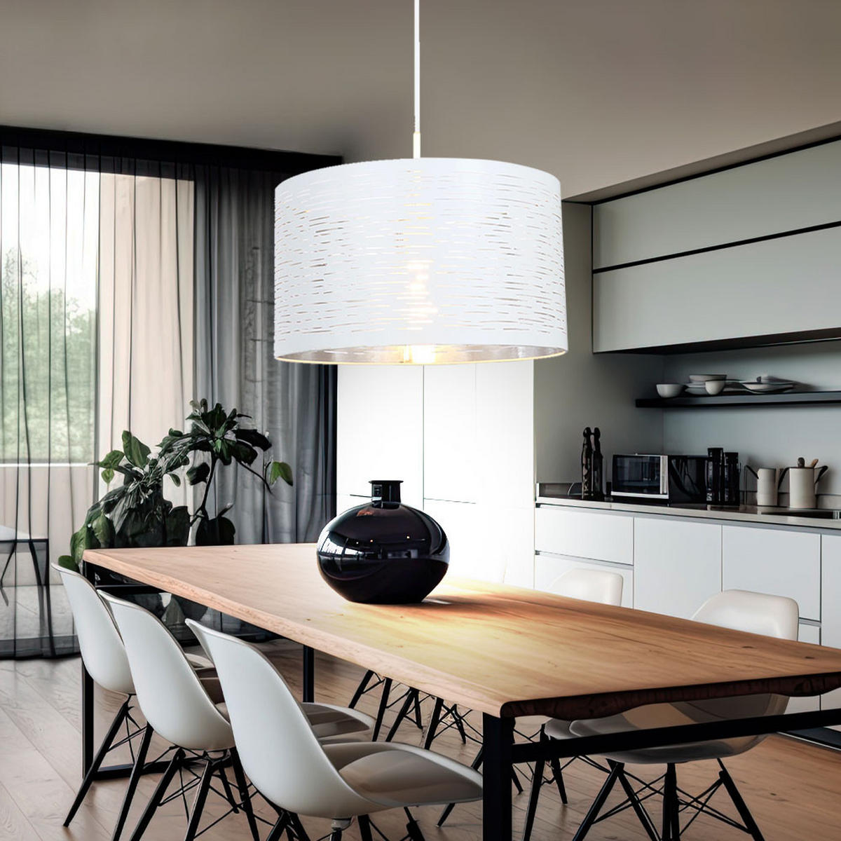 HÄNGELEUCHTE Metall Weiß Chrom - Weiß, Metall (38/38/120cm) - Globo Lighting