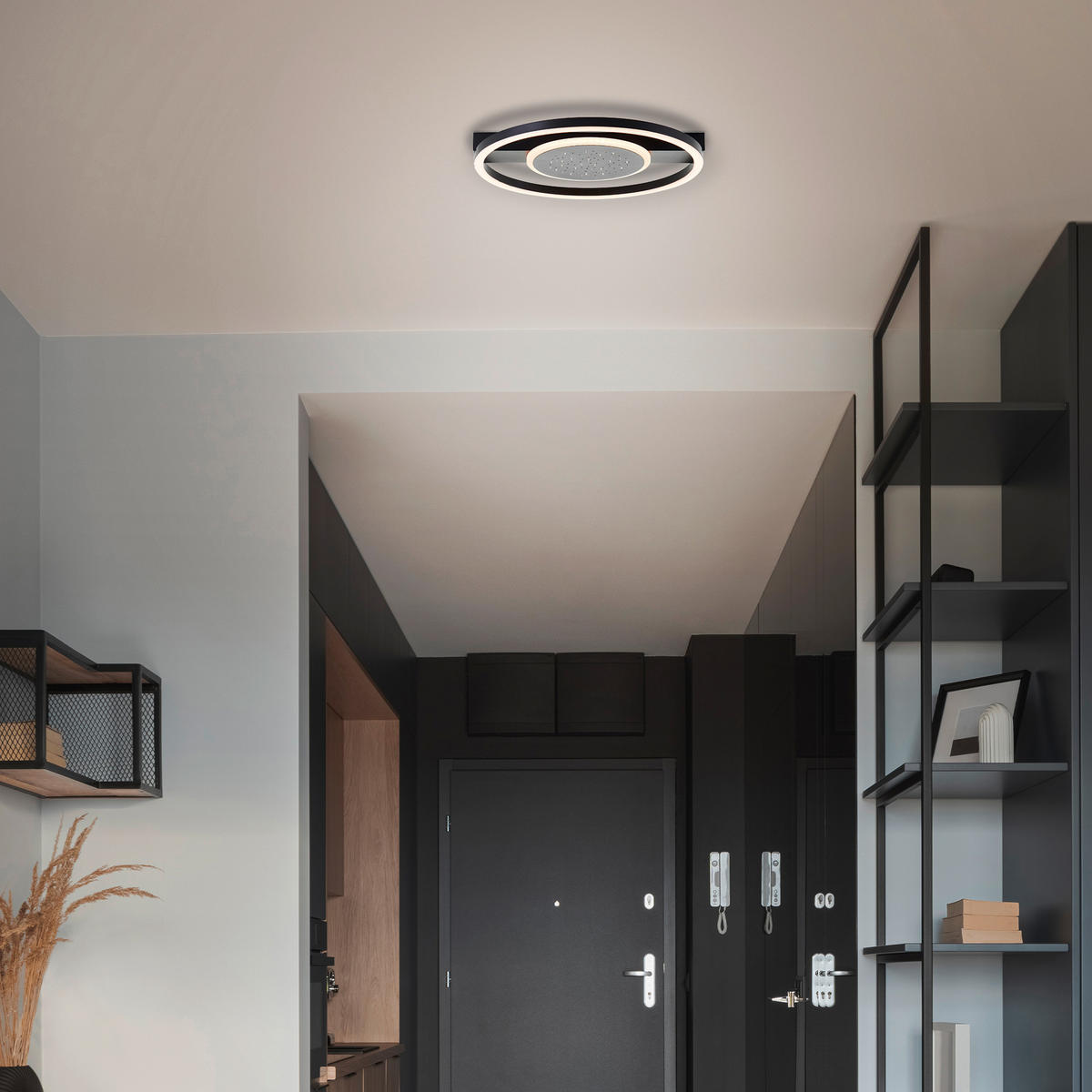 DECKENLEUCHTE Reno G92996A06 - Schwarz, Metall (37/37/5cm) - Brilliant