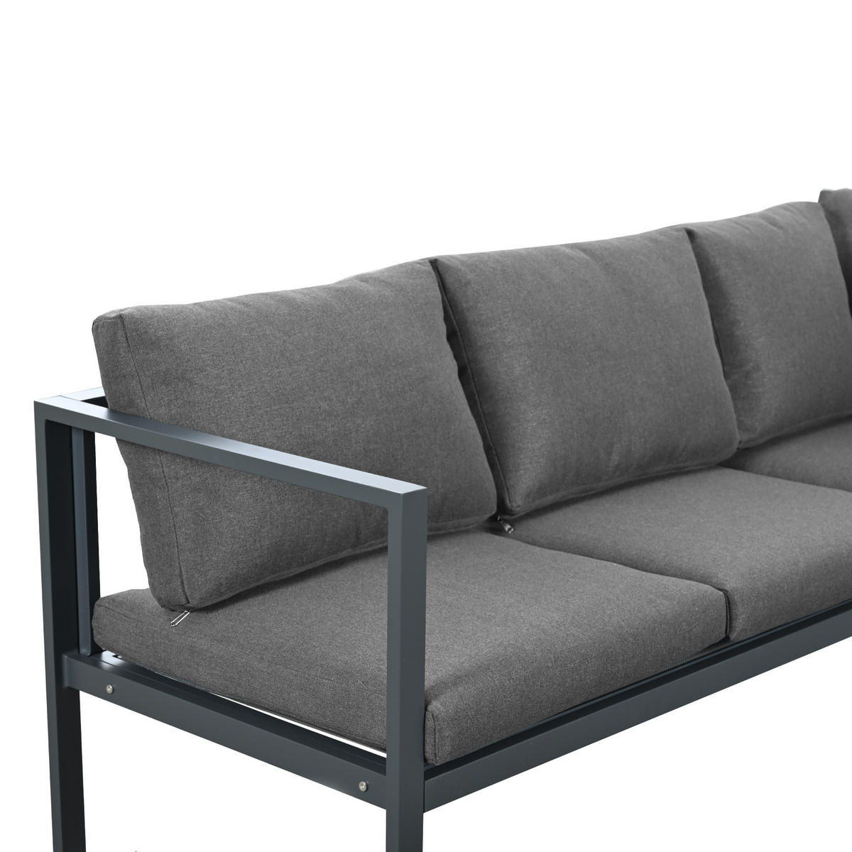 LOUNGESET 5er Grau Eck Mit Beistelltisch & Couchtisch - Grau, Metall - FLIEKS