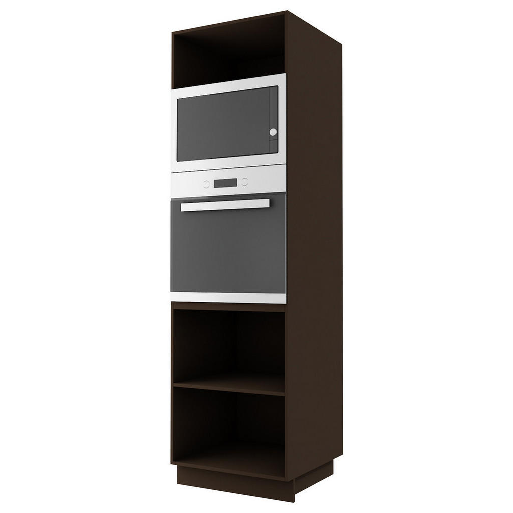 Thumbnail - Feldmann-Wohnen Backofen-Hochschrank, Creme, Dunkelgrau, Holz, 3 Fächer, Rechteckig, 60x207x59 cm, Küchen, Küchenmöbel, ...