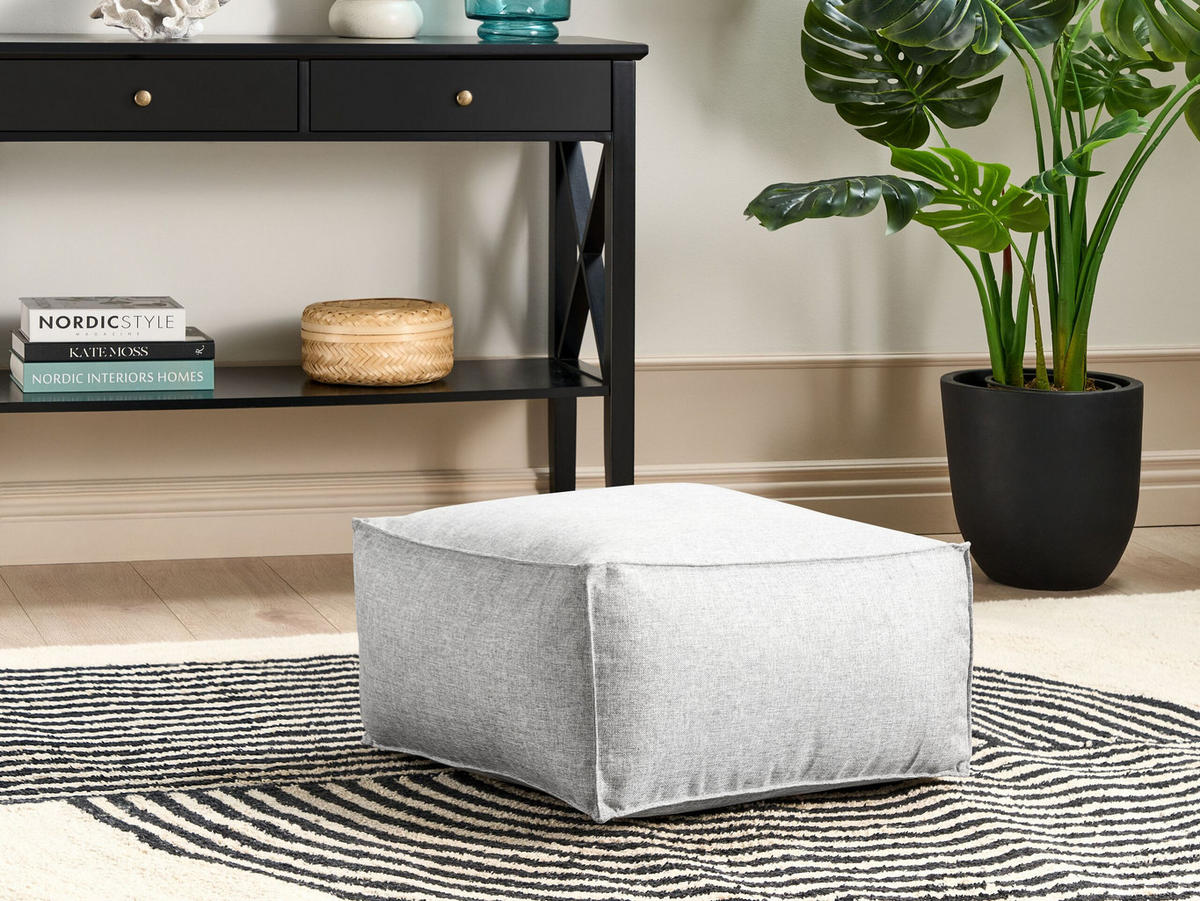 POUF Mukki 50/50/30 cm - Grau, Kunststoff/Textil (50/30/50cm) - Beliani