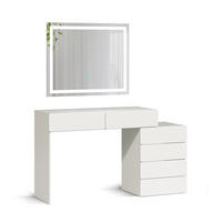 SCHMINKTISCH Alvia, Weiß, 100 cm mit LED-Spiegel - Weiß, Holzwerkstoff (100/75/40cm) - Vicco