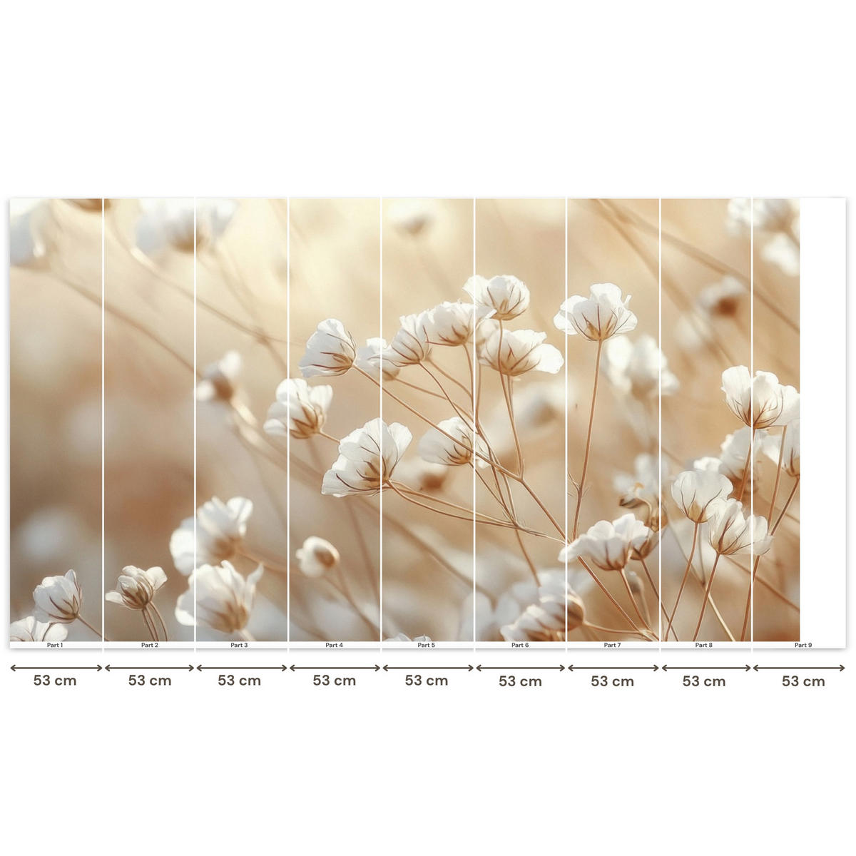 TAPETE - Wild - Blumen - Weiß - 500x280 cm - Creme, Papier (500/280cm) - OnlyWow