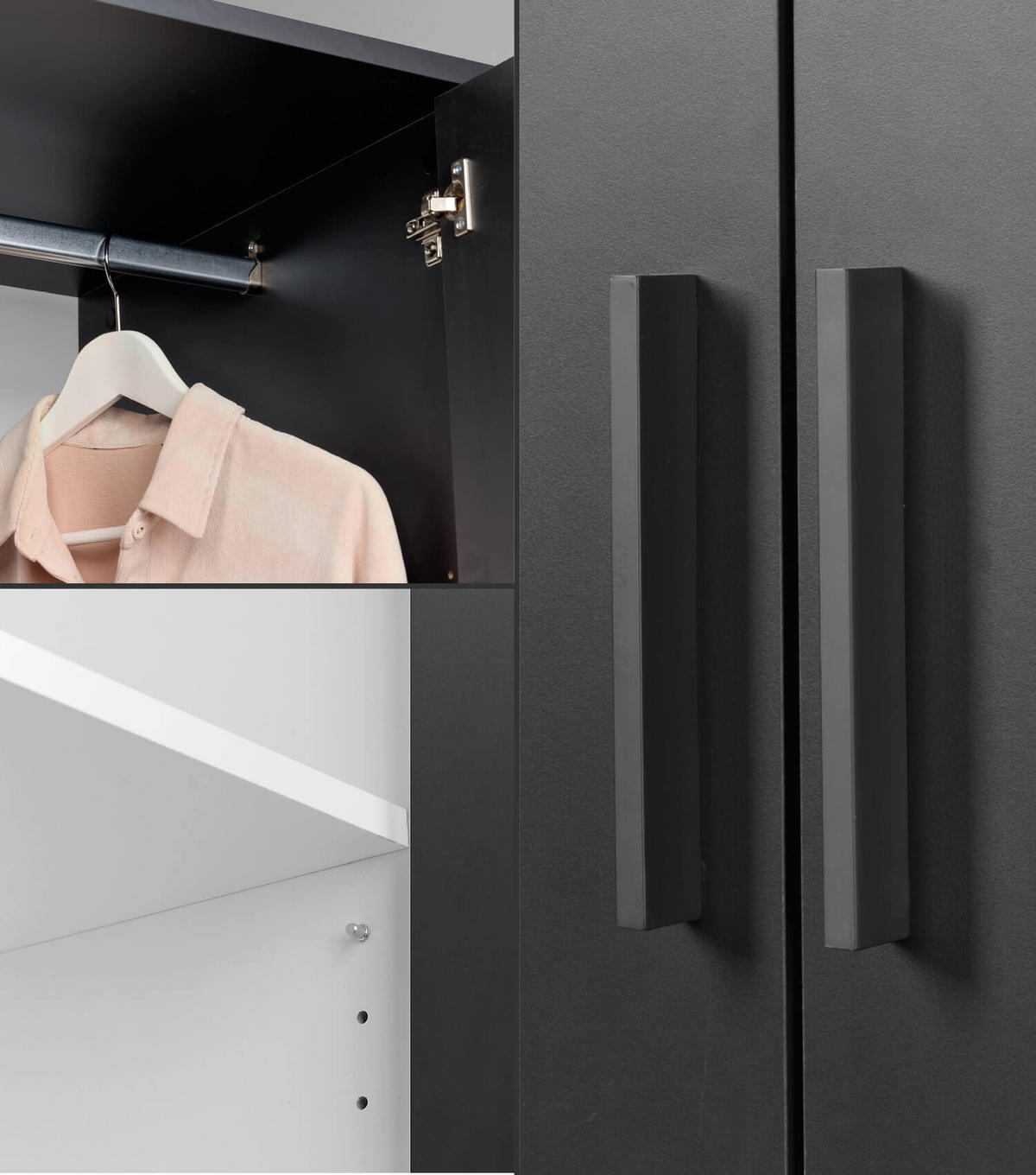 KLEIDERSCHRANK Der Grenzenlose - Anthrazit, Holzwerkstoff (60/187/58cm) - Mokebo