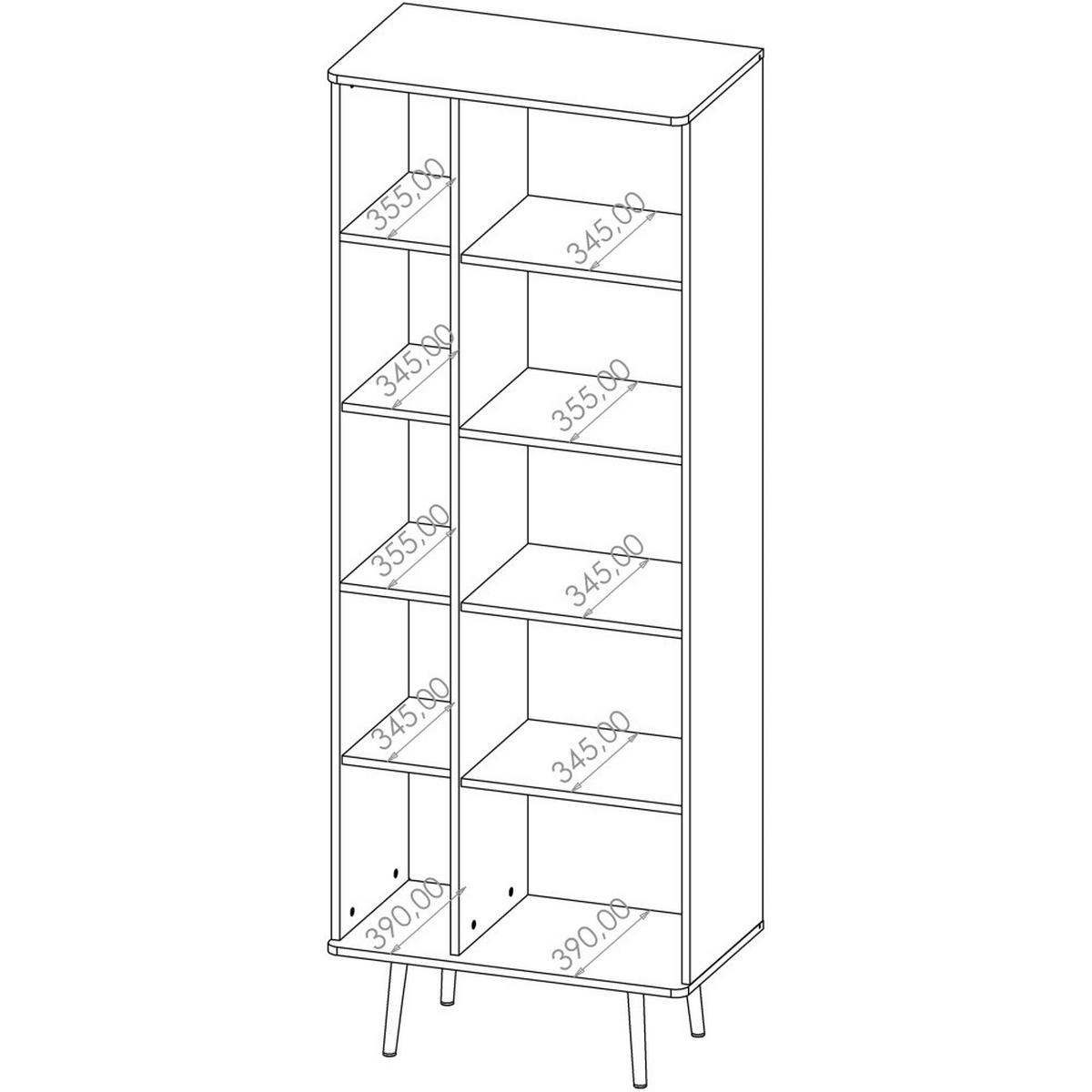 BÜCHERREGAL Parini mit 1 Tür und 8 Einlegeboden, Graphitschwarz/Captains Deck - Eichefarben, Holzwerkstoff/Metall (70/190/41cm) - Beautysofa